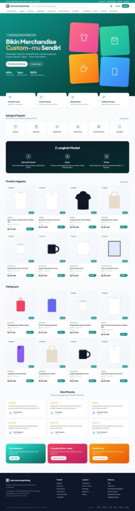 Preview homepage StarCustomPrinting — katalog merchandise custom